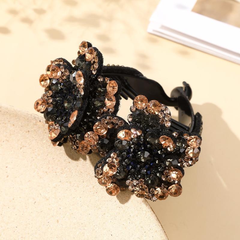 1 Stück Strass Blume Haarspange (Zufällige Strassfarbe), Urlaubsoutfits Frau