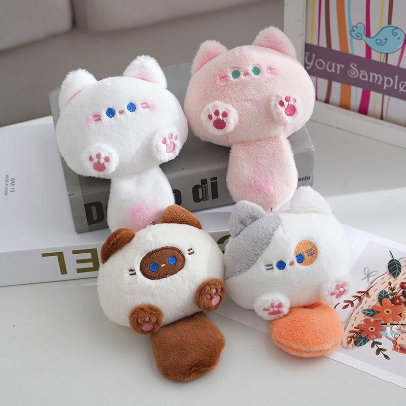 Porte-clés Chat Mignon Bremorou - Lot De 3, En Peluche Avec Pendentif Cœur - Style Y2K, Rose, Blanc, Gris - Cadeau Fille