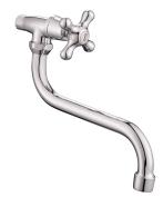 Modern Classic Single-Handle Wall-Mounted Kitchen Faucet Brass Hot & Cold Water Mixer Tap for Hotels Polished Finish