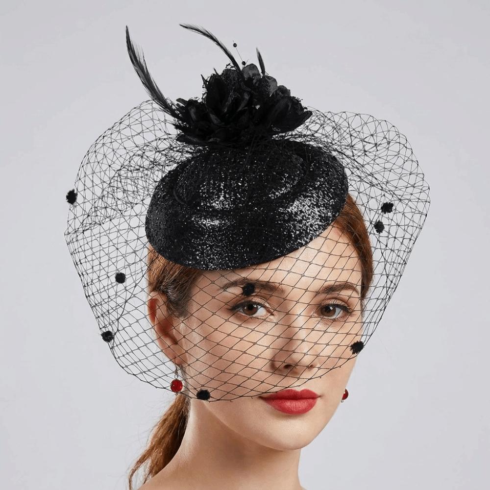 Solid Color Bridal Headdress Wave Point Hair Clip Hat Temperament Small Top Hat Women