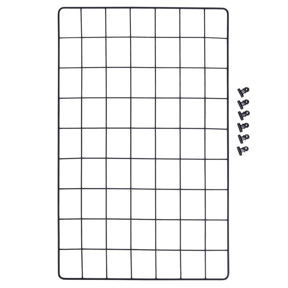 Grid Metal Wall Board For Photos, Notes, Notes, Black Clips