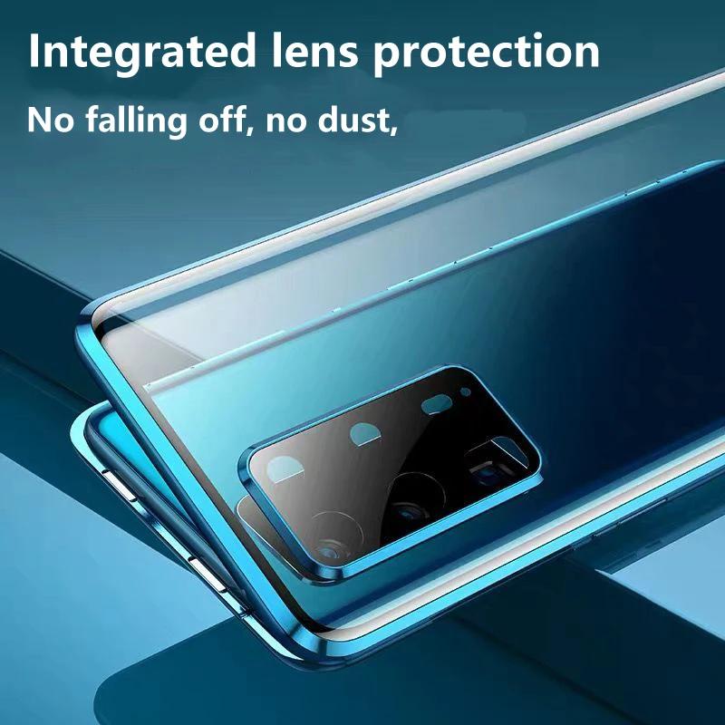 Coque de téléphone magnétique en métal pour Poco F7 Ultra X7 X6 F6 F5 Pro C75 M7 5G Housse en verre trempé double face Protection d'objectif Coques