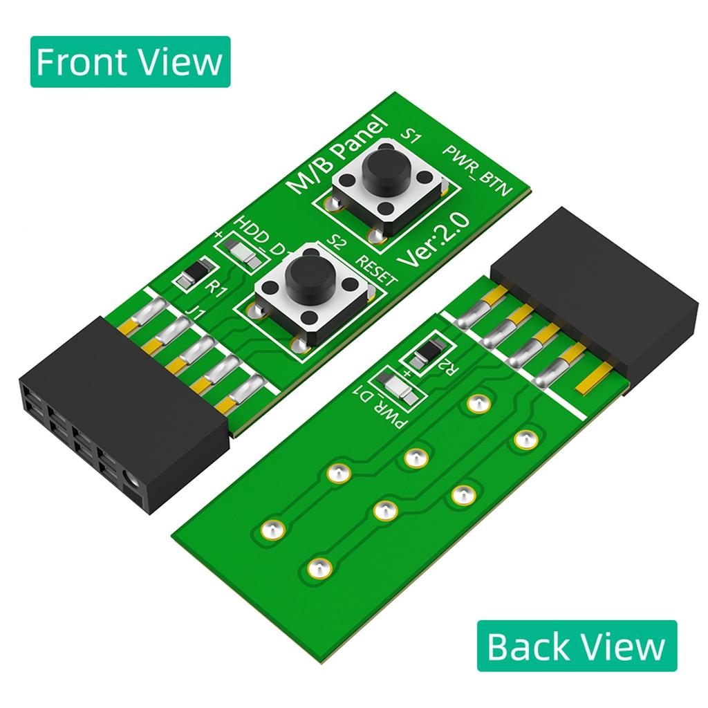 2x5Pin to Reset Button+Power ON/OFF Button Switch Board Adapter with HDD LED Indicator for Desktop PC for WIN7/10/11
