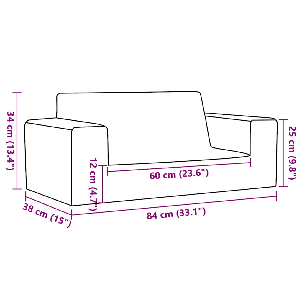 Vidaxl 2-Os. Sofa For Children, Blue, Soft Plush