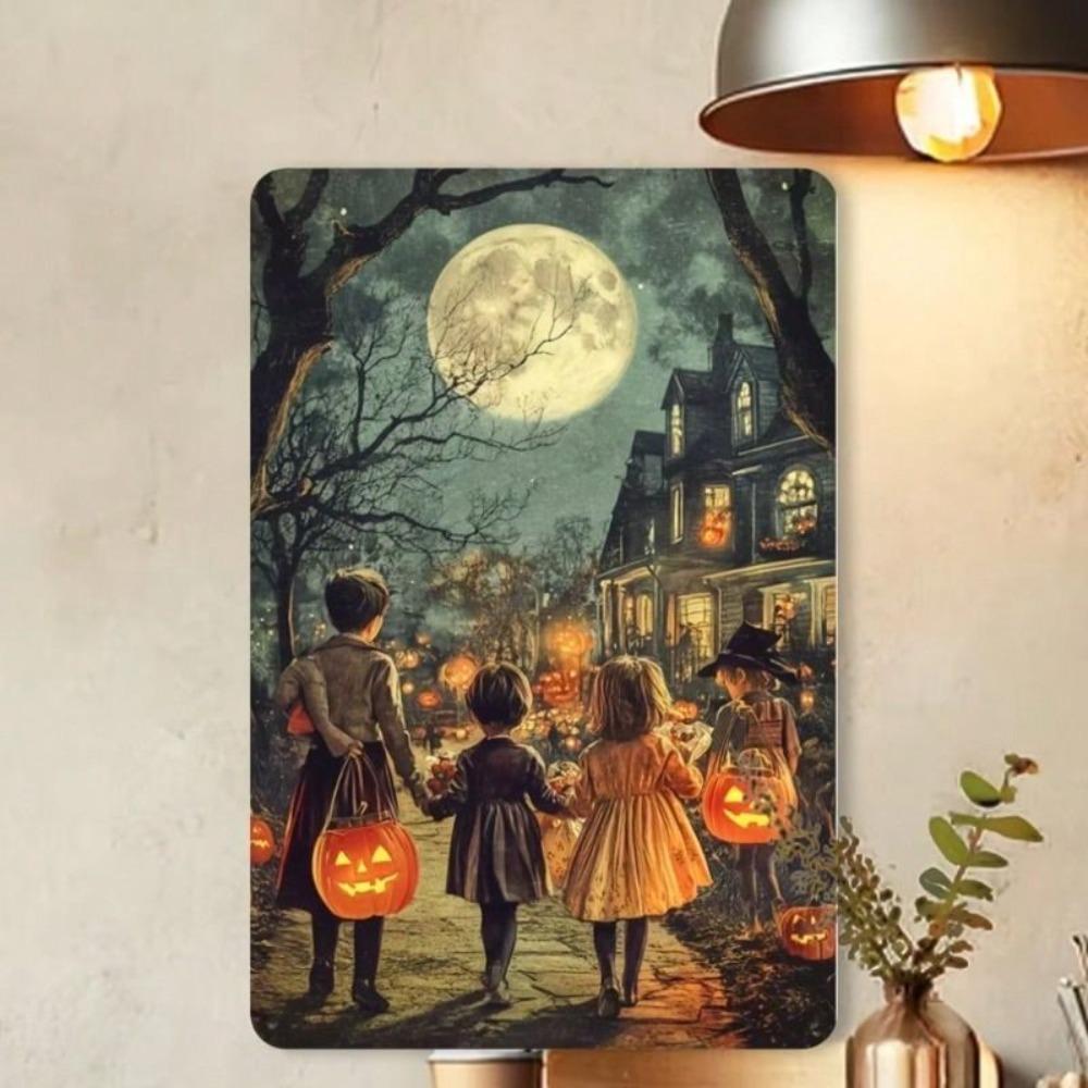 Vintage Halloween Metal Tin Sign Wall Decor 8x12 Inch Retro Poster for Bar Pub Home