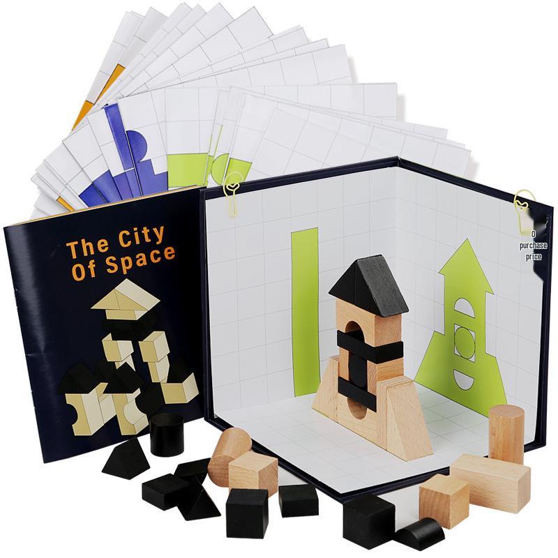 3D Space City Building Blocks Set: Geometric Shapes for Teaching Spatial Thinking
