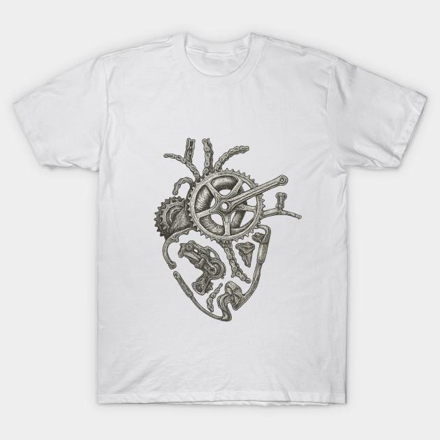 Men Black Print T-shirt Mountain Biking Heartbeat Bike No-Cut Transfer Paper Print Cotton Tshirt XL белый