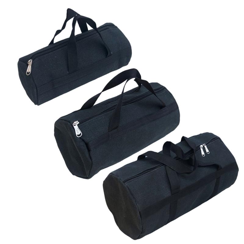 Canvas Tool Bag Handbag Storage Large Capacity Wide Mouth Zippered Tool Bag for Electrician Worker Woodworker
