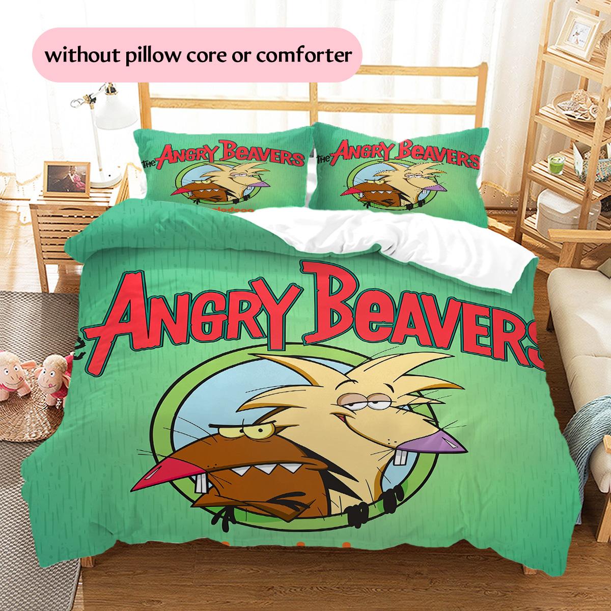 

Angry Beavers Pattern Bedding Quilt Set Home Decoration Gift (1 * duvet cover + 2 * pillowcase without core) 135x200cm