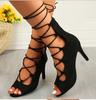 Sexy Stiletto Women Dance Shoes 2025 Summer Peep Toe Ladies High Heel Wedding Shoes Cross-tied Elegant Fashion Sandals Women