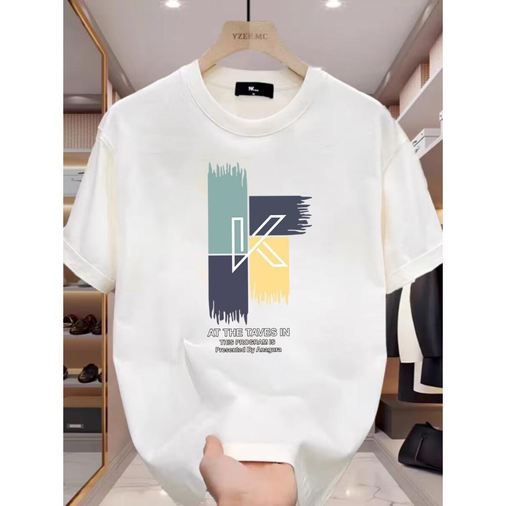 Summer Menswear Cotton White Short Sleeve Loose and Simple Top Casual and Comfortable T-shirt