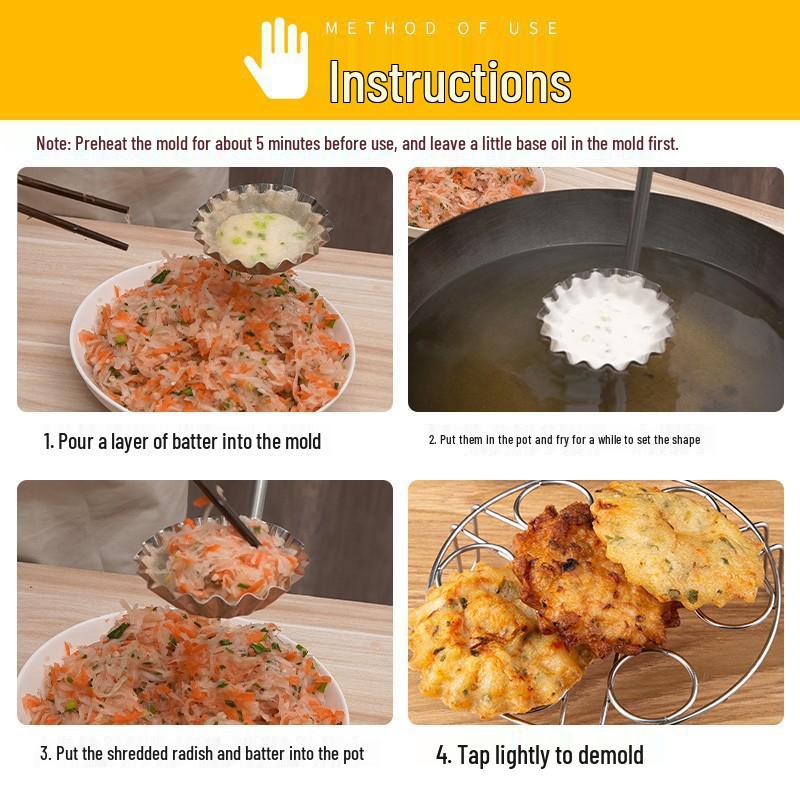 Newcomer Discount: Non-stick Spoon for Dumplings & Shrimp Cakes, Radish Fryer Mold