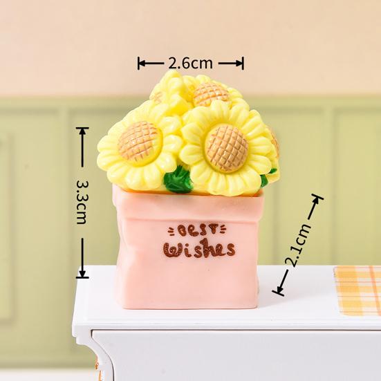 Miniature Potted Flower Mini Resin Artificial Bonsai Dollhouse Accessory Tiny Fairy Garden Ornaments for DIY Crafts