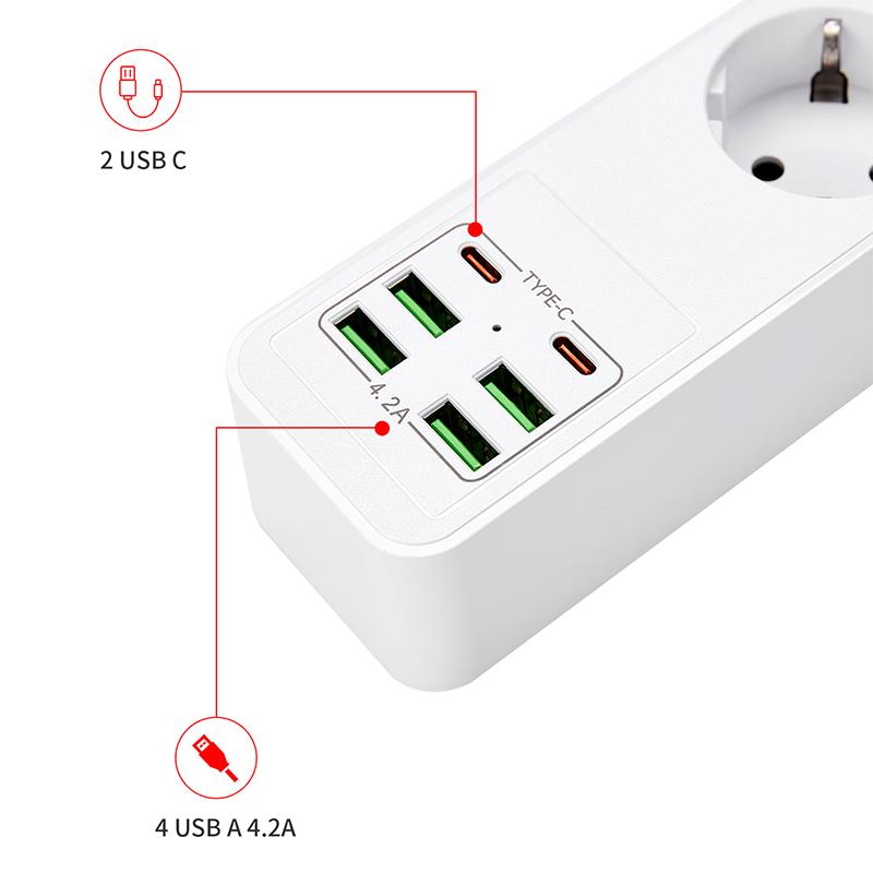Power Strip EU AC Outlet Socket Multiprise Smart Home Extension Electrical Adapter 4.2A Network Filter