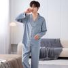 1011 New Pajamas Men's Ice Silk Long-sleeved Spring and Autumn Thin Jacquard High-end Men's Silk Loungewear Suit