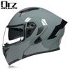Full Face Motorcycle Helmet With Visor Flip-Up Men Women Adult ABS Safety Winter Riding Gear Gray Black