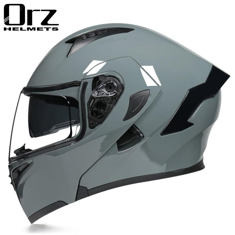 Full Face Motorcycle Helmet With Visor Flip-Up Men Women Adult ABS Safety Winter Riding Gear Gray Black