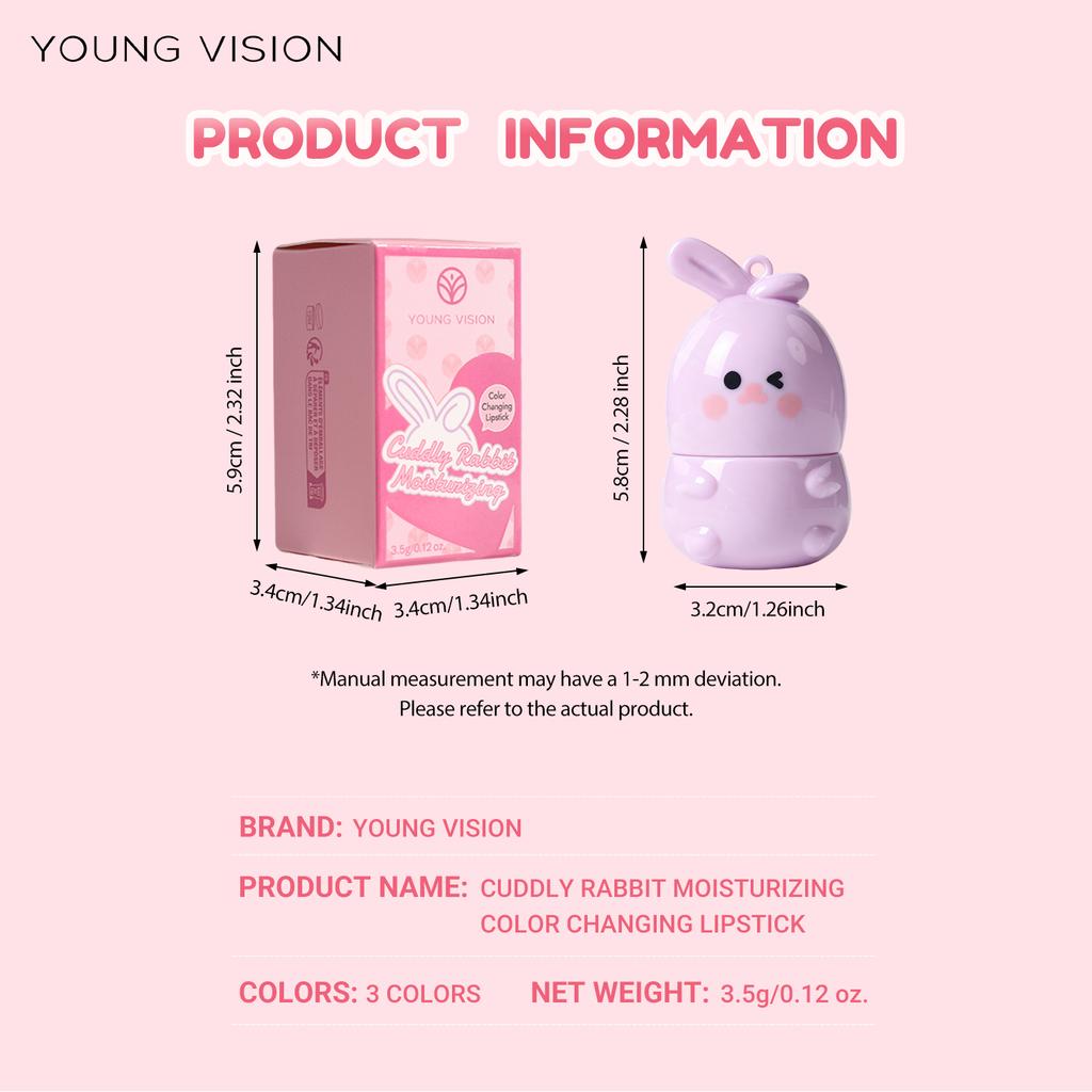 Goody Bunny Color-Changing Lip Balm Moisturizing Repairing Waterproof Lipstick Anti-Dry Cracking Temperature Change Color Lipstick