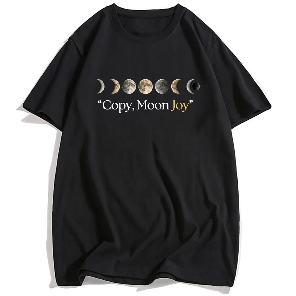 Short Sleeve Cotton Loose Tshirts Unisex Streetwear Copy Moon Joy Tshirt Design Graphic Printing Clothing Casual Summer Tees