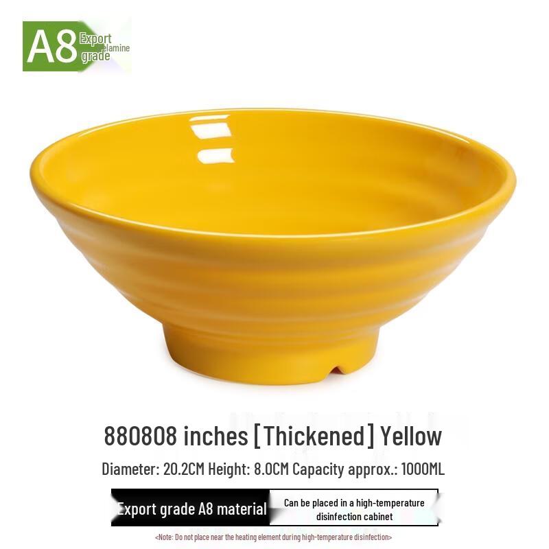 HANDUNYOU 8-inch Yellow Thickened Plastic Soup Bowls (10-Pack)
