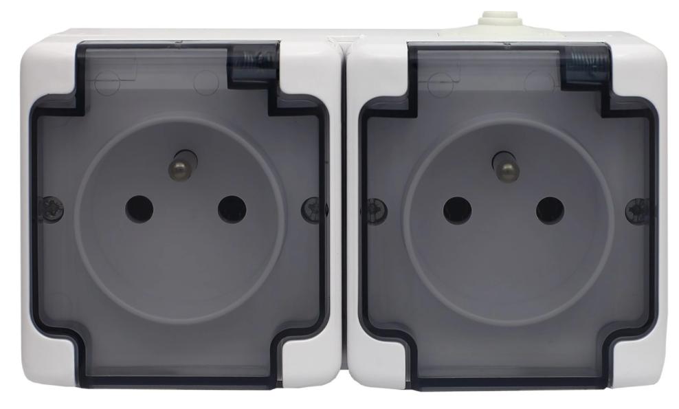 Bryza Hermetic Socket Double Z/U Ip54 With Smoke Flap White 181437
