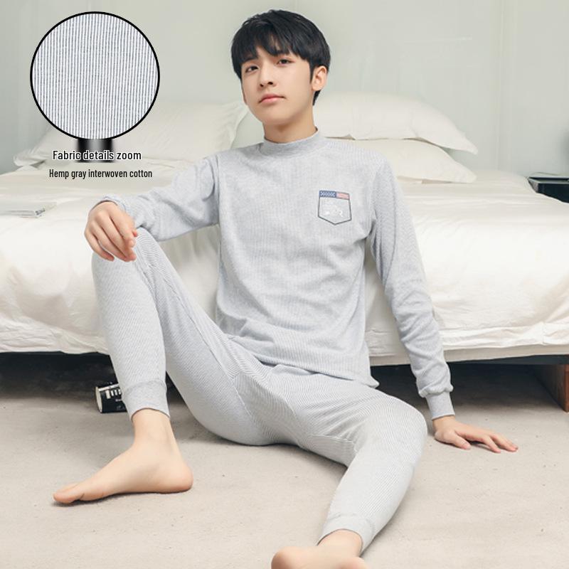 Children's Cotton Wool Thermal Long Johns Set for Boys & Teens - Medium to Large Sizes, Autumn
