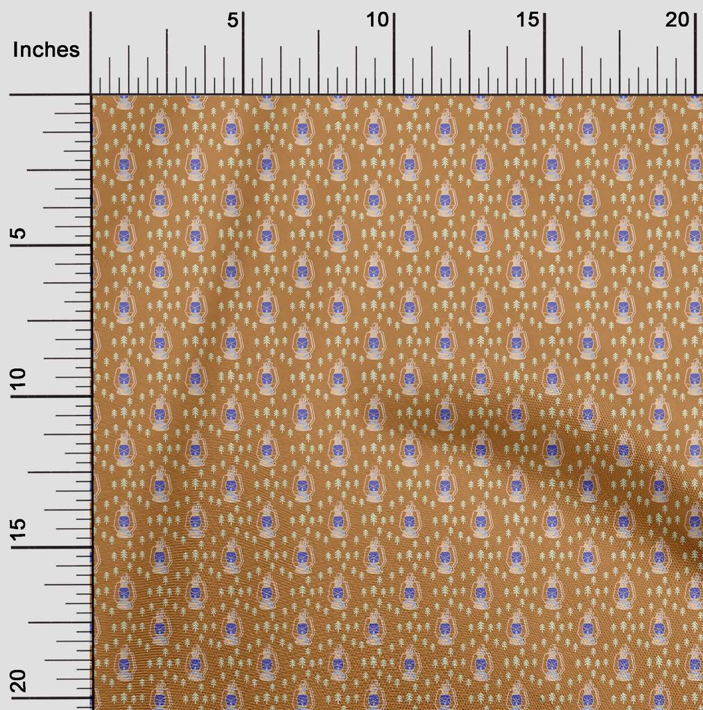 oneOone Cotton Flex Dark Mustard Fabric Halloween Lamps Fabric For Sewing Printed Craft Fabric By The Yard 40 Inch