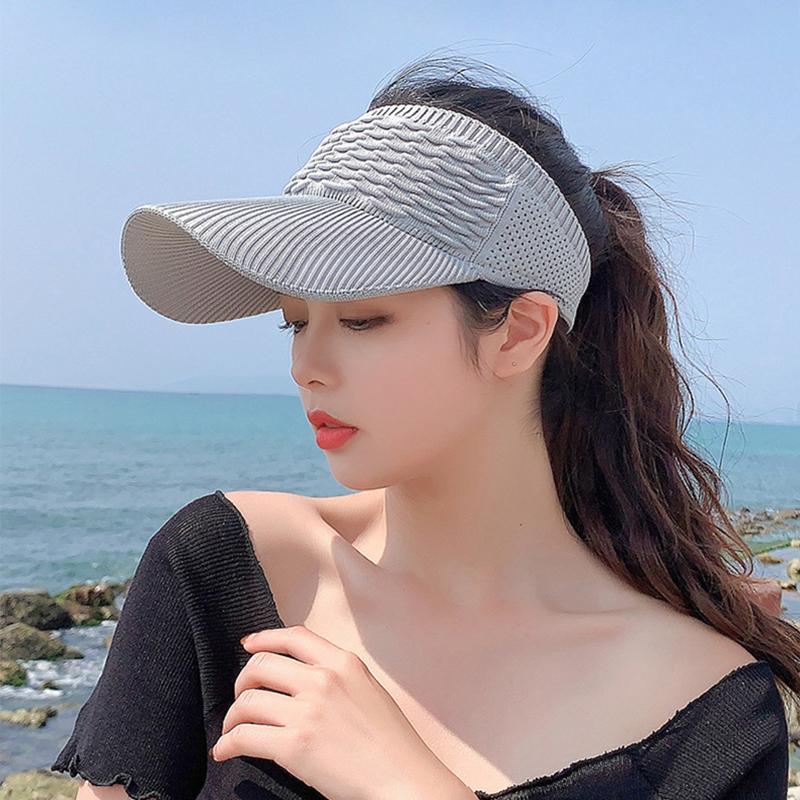 New Women Hollow Out Knit Dome Bucket Hat Wide Brim Foldable Beach Caps Summer Sun Hat Outdoor Baseball Cap