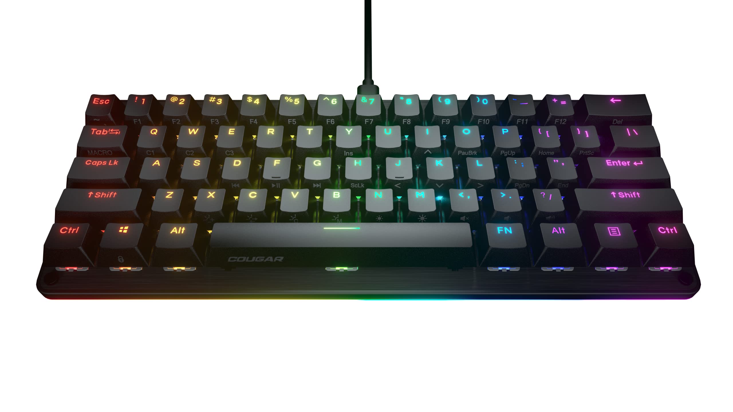 

COUGAR Gaming Keyboard PURI Mini RGB 60% Layout Mechanical Switch Red Axis English Layout Detachable Type-C Connection Small Keyboard CGR-WM1MI-PRMR