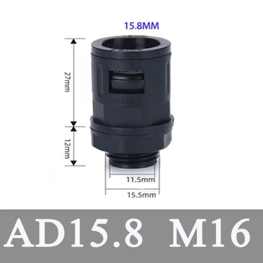 AD15.8 Plastic Corrugated Pipe Joint Black Multisize Plastic Tube Connector Nylon Joint PP Corrugated Pipe