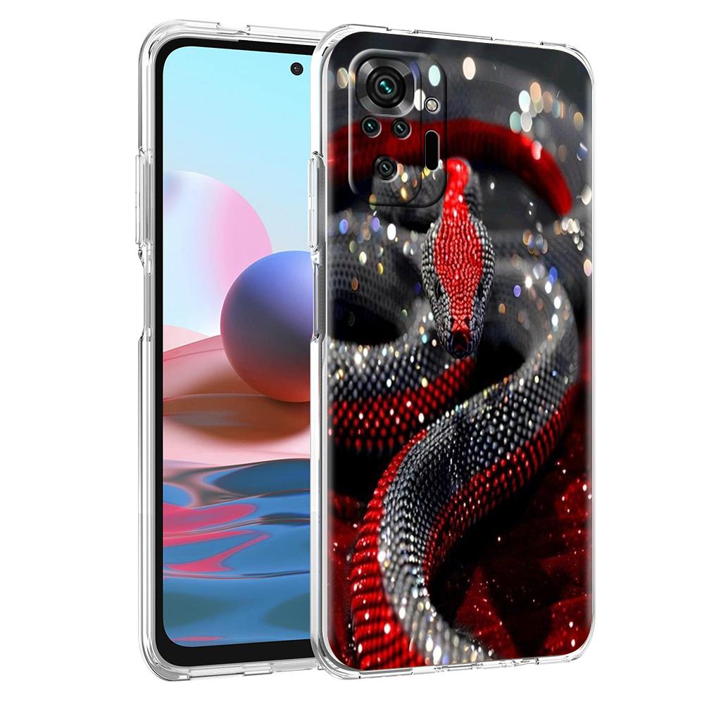 Transparent Phone Case for Redmi 13C 12C 10C Note 13 12 11 11T K40 Gaming Plus Pro 4G 5G Soft TPU Cover Shell New Year Snake Bag