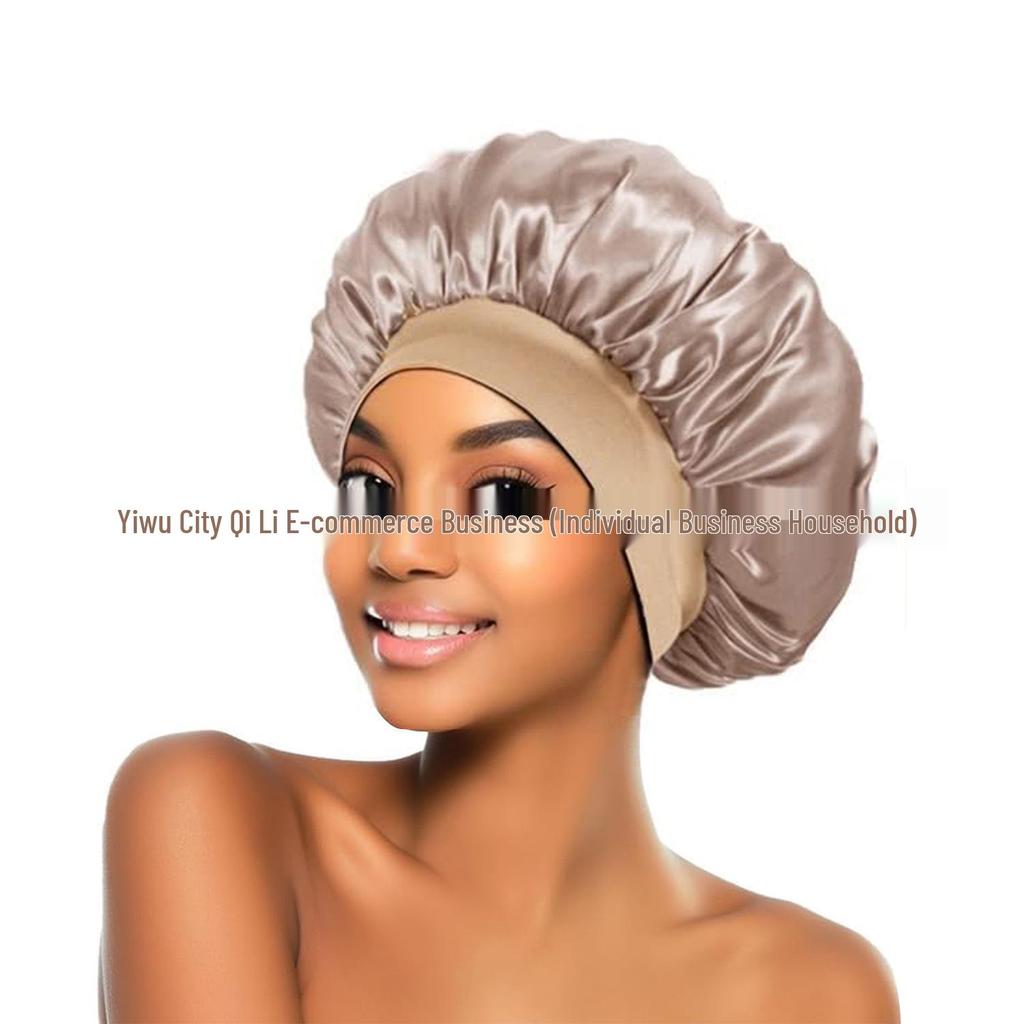 Women's Satin Wide-Brim Nightcap for Hair Care & Styling