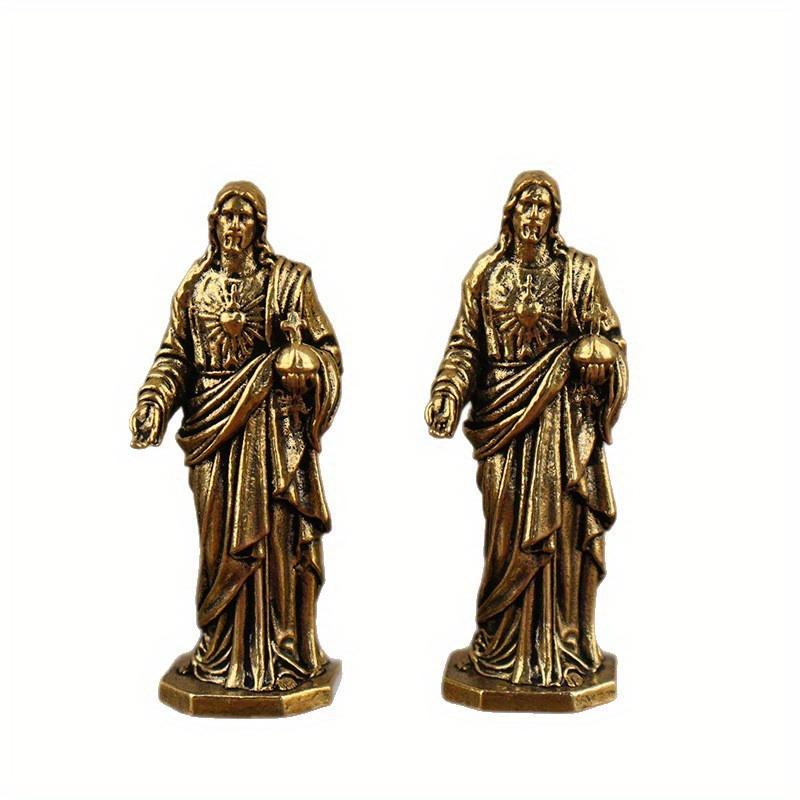 Vintage Solid Brass Handcrafts Jesus Sacred Statue Ornaments Office Decor Figurines