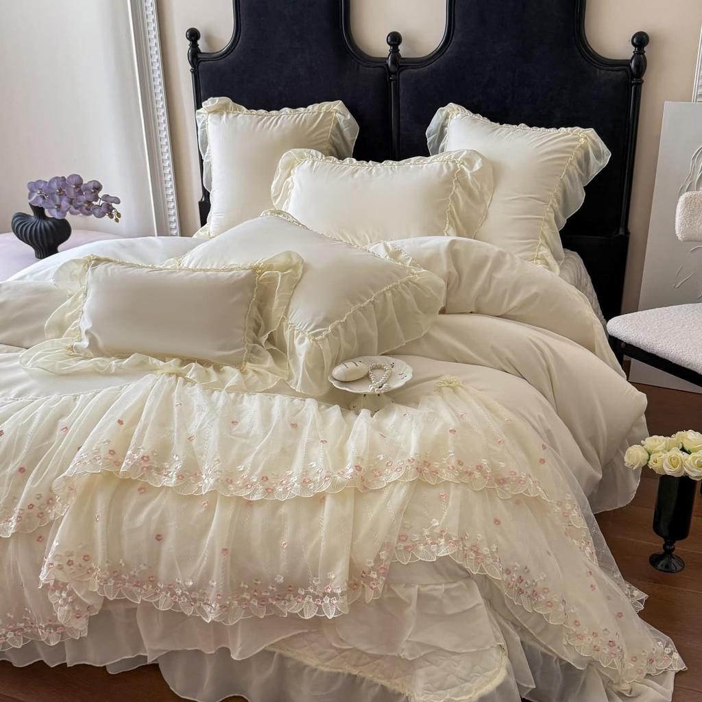 Lace Bedding Set Four-piece French Skin-friendly Breathable Bed Sheet Quilt Cover Pillowcase