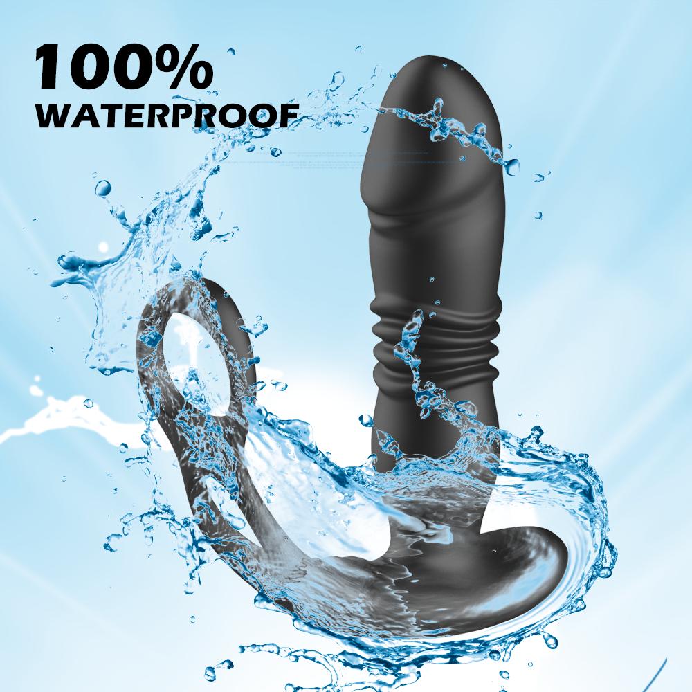3 in 1 Thrusting Anal Vibrator Remote Control Dildo Prostate Stimulator Massager Delay Ejaculation Cock Ring Sex Toy for Men Anal Plug with Telescopic