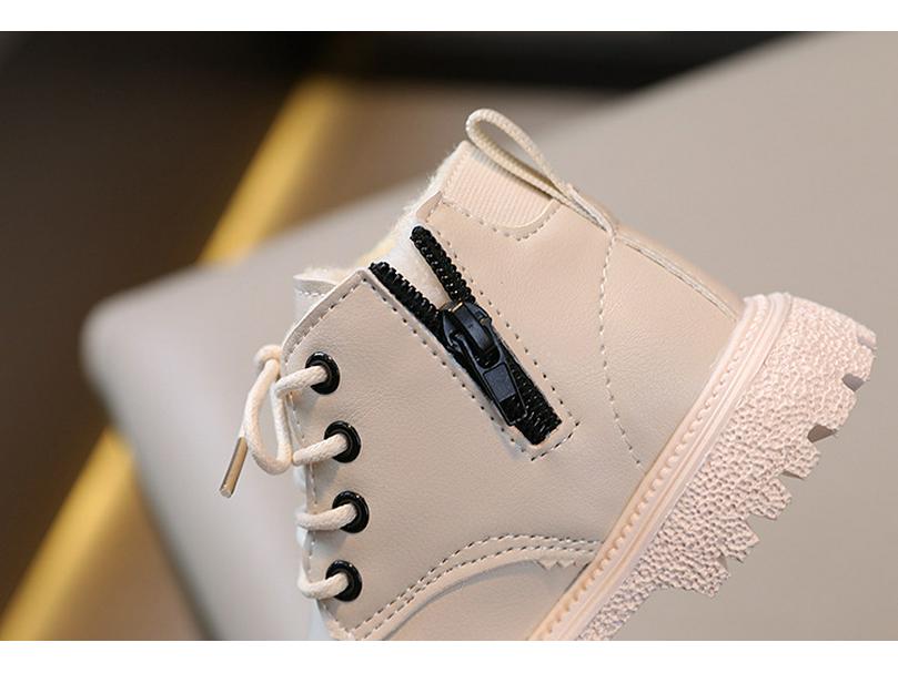 Children's Velvet-Lined British Style Short Boots with Side Zipper - Boys' and Girls' Autumn/Winter Fashion Martin Boots