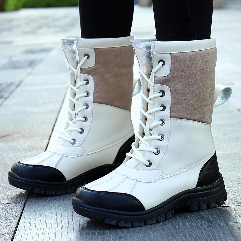 Women's padded cold warm thick soles lightweight hiking mountaineering waterproof non-slip sports high-top snow boots cotton shoes Martin boots