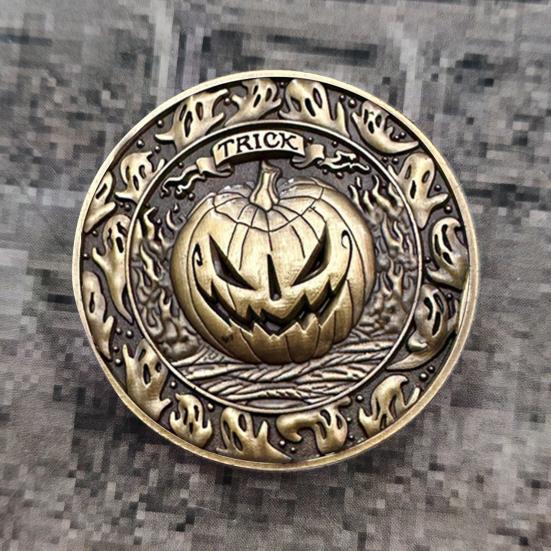 Halloween Coin Festive Trick-or-Treat Coins with Pumpkins Artistic Handmade Commemorative Coins Decision Maker Yes/No Coins
