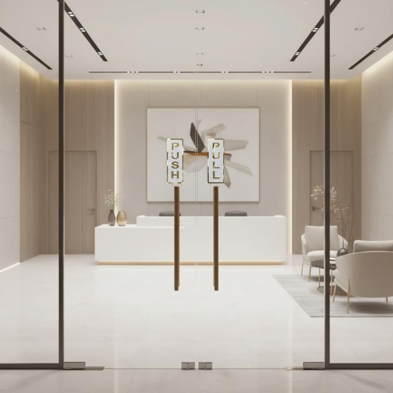 Push Pull Window Door Sticker Acrylic Adhesive Sliding Door Sign Easy Peel for Store Hotel Office Entry Direction Decor