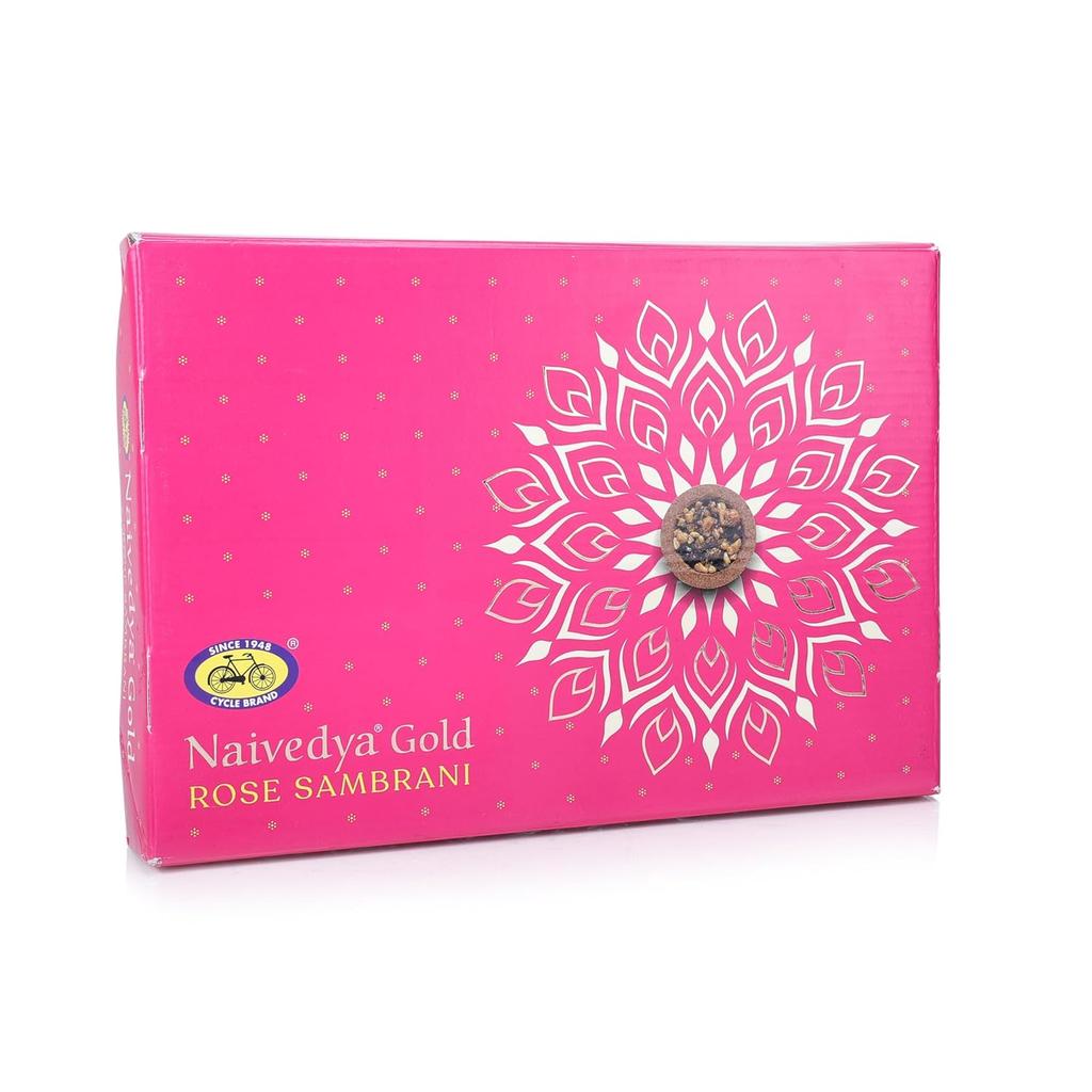 Cycle Pure Naivedya Gold Rose Sambrani Dhoop Cups 18 Pcs With Holder Charcoal-Free For Puja