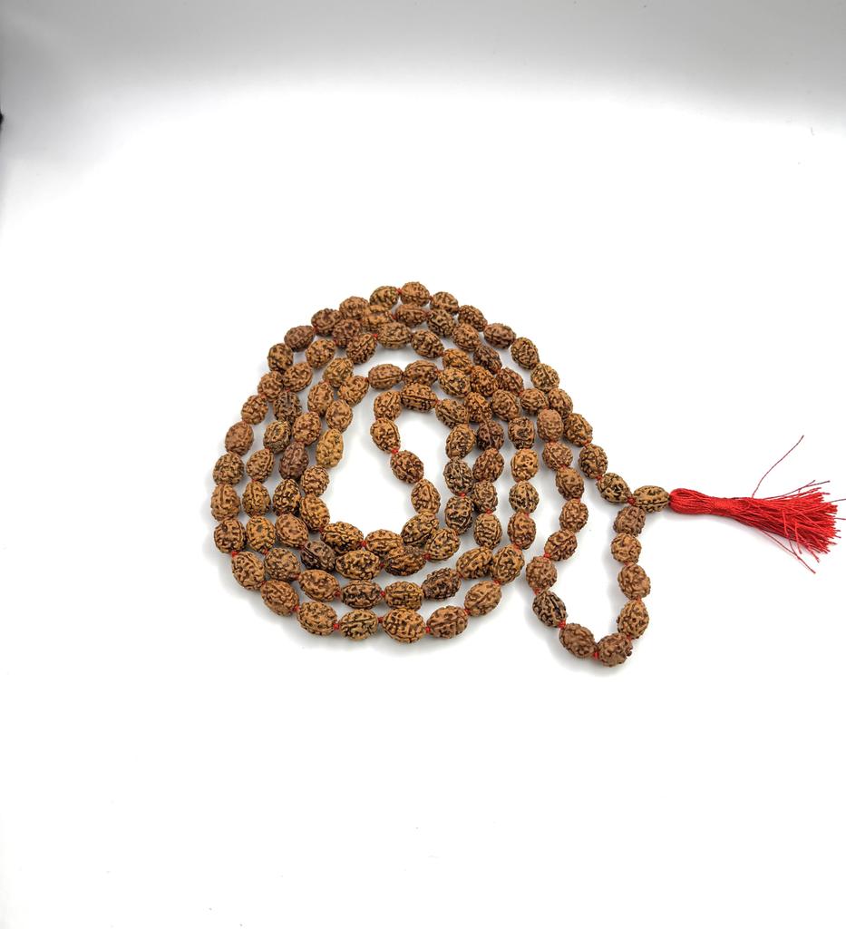 Natural 3 Mukhi Rudraksha Mala 108+1 Beads – Certified Authentic Nepali Prayer Beads for Meditation, Healing, and Spiritual