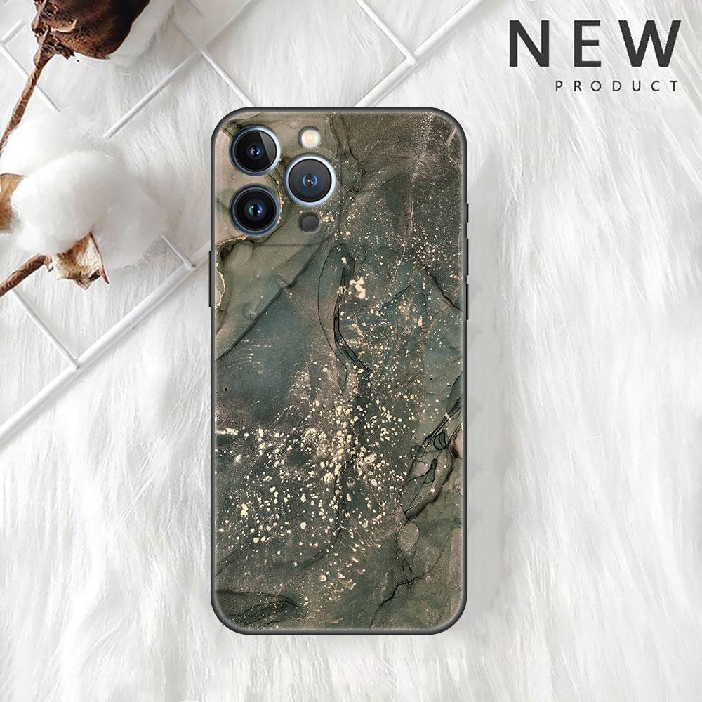 Case For Apple iPhone 11 13 12 14 Pro 7 Plus XR X XS Max 6 6S 13Pro SE 2022 Black Silicone Phone Funda Marble Pattern