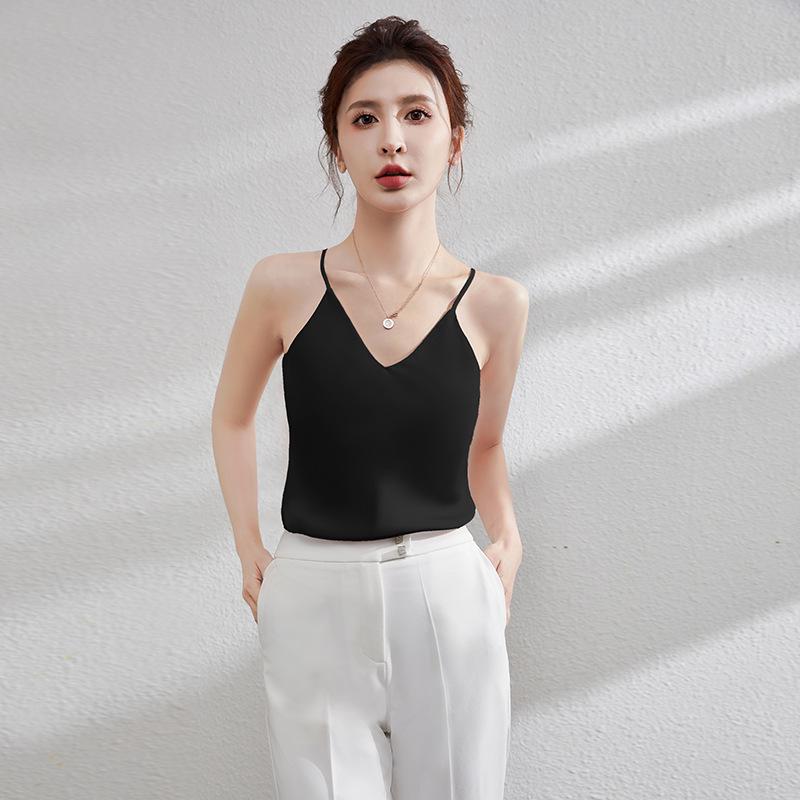

Xiang Chun Niao Women s Spaghetti Strap Chiffon Vest - Chic, Fashionable, Versatile Summer Top L