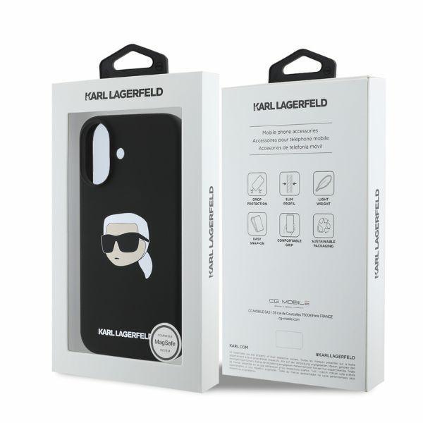 Karl Lagerfeld Klhmp16Sskhpplk Iphone 16 6.1 Czarny/Black Hardcase Silicone Karl Head Print Magsafe