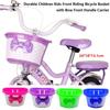 Retro Woven Front Riding Basket with Bow Children's Bicycle Scooter Basket Front Handle Carrier