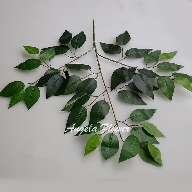 12PCS Green Plants Artificial Banyan Leaf Branch Plastic Tree Rattan Landscaping Accessories Wedding Garden Home Christmas Decor