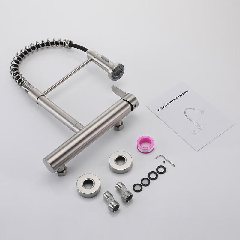 TLXT Kitchen Wall-Mounted Spring Pull-Out Faucet