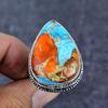 Natural Spiny Oyster Gemstone 925 Sterling Silver Jewelry Ring Size 9 ET-4800