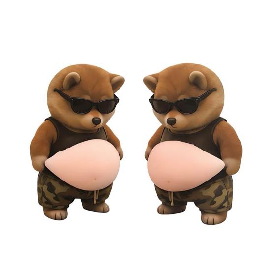 3D Pet Belly Sticker Sticker Cartoon Kitten/Puppy Decal Soft Anti-Collision with Big Belly Cute 1 Pair C