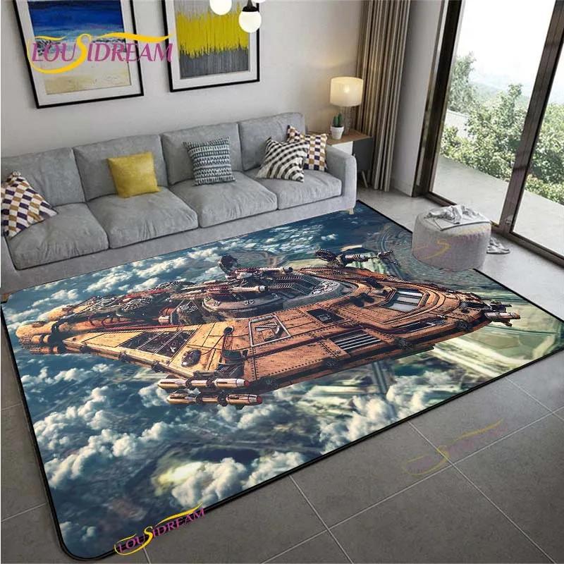 3D Space Ship Station Carpet for Living Room Bedroom Table Cinema Rug Kitchen Door Kids Un-slip Floor Mat Alfombra Birthday Gift